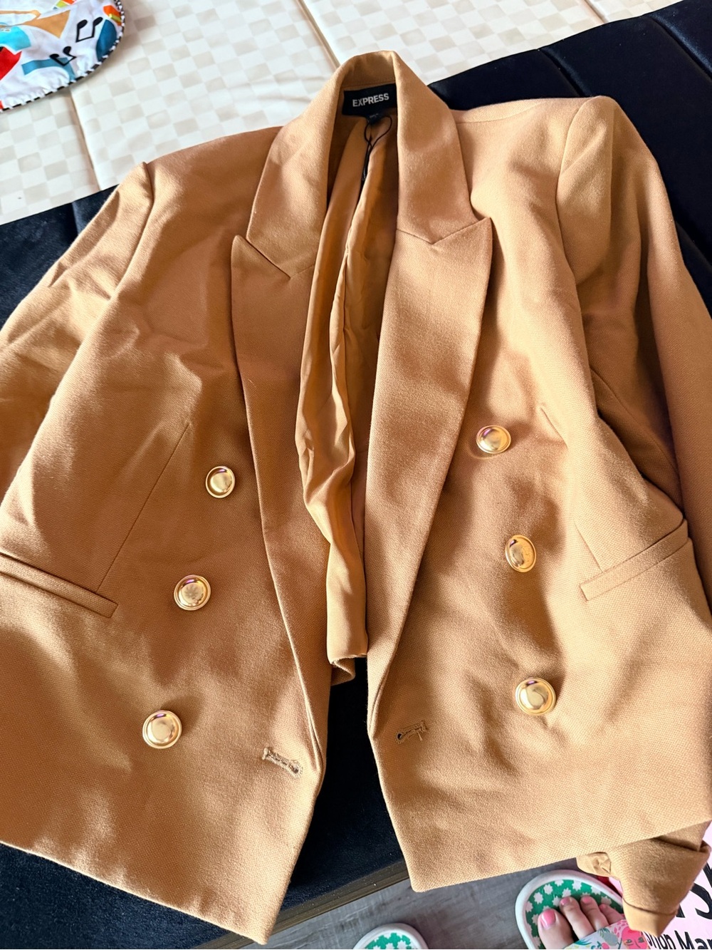 Express Women’s Double-Breasted Camel Blazer